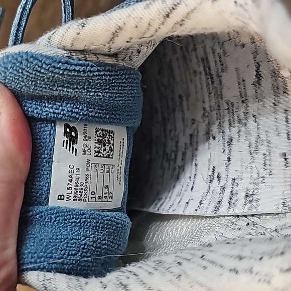 New Balance 574 Heather Denim with Rose Gold Metallic Women's 10 - Picture 4 of 6